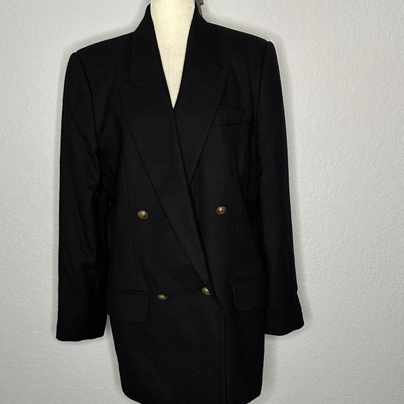 Amanda Smith Womens Black Double-breasted Blazer with Gold Buttons Wool 8 - Picture 3 of 13